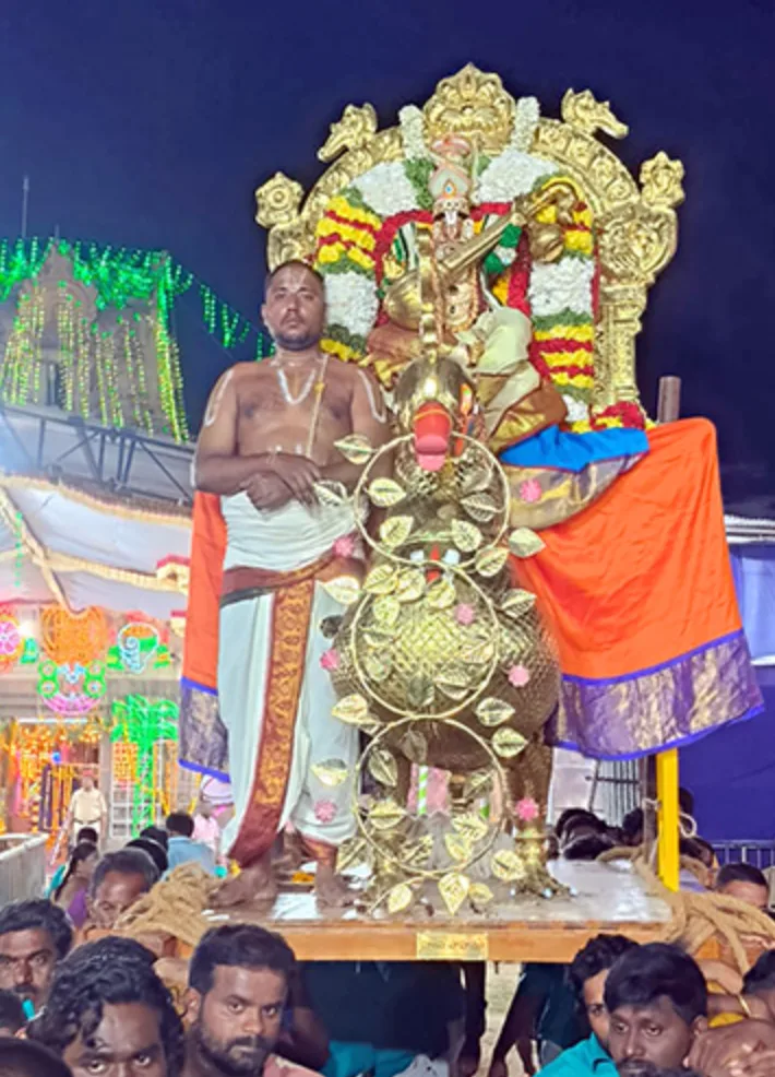నందలూరు బ్రహ్మోత్సవాల్లో సరస్వతి అలంకారంలో హంస వాహనంపై భక్తులకు దర్శనమిచ్చిన శ్రీ సౌమ్యనాథ స్వామివారు