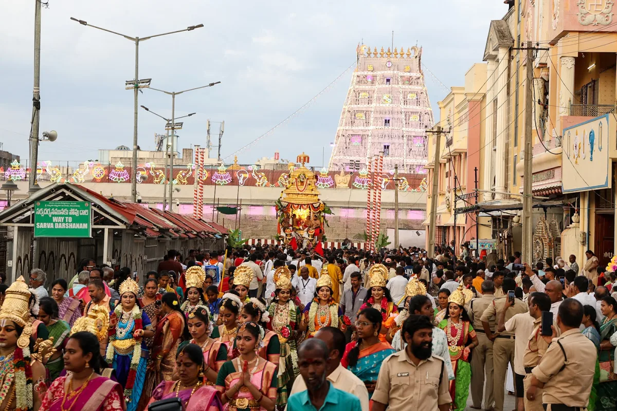 Sri Padmavathi Devi Blesses Devotees on Golden Chariot at Tiruchanoor