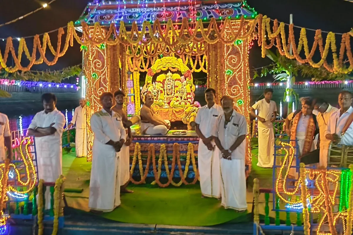 Sri Kodandarama Swamy Takes Divine Ride on Float at Karvetinagaram Teppotsavams