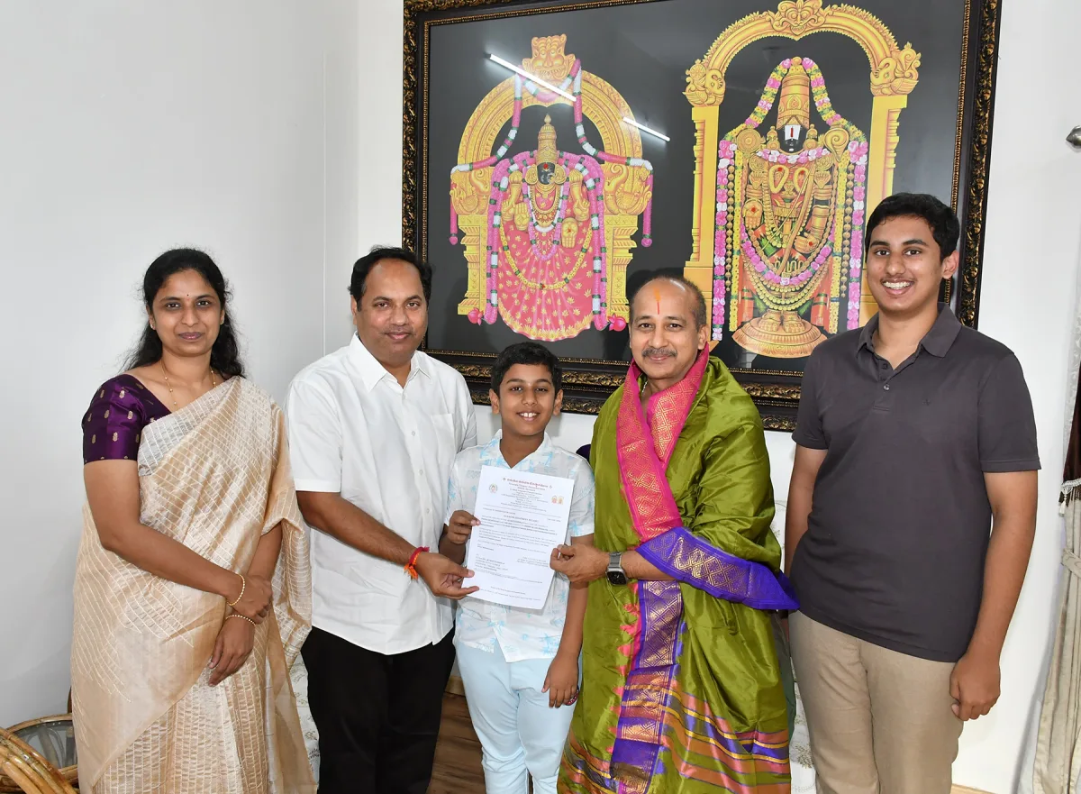 Kodela Family Donates Rs.20 Lakh to TTD Sri Balaji Arogya Varaprasadini Scheme