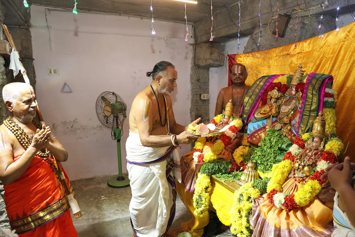 Sri Chakrathalwar Sattumurai and Prativadi Bhayankara Annan Sattumurai at Tirupati Govindaraja Swamy Temple