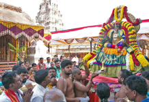 Lord Kodandarama in Mohini Alankaram on Palanquin – Vontimitta Brahmotsavams Vahana Seva Mohini Alankaram Kodanda rama swamy temple Vontimitta