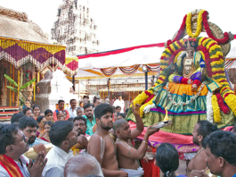 Lord Kodandarama in Mohini Alankaram on Palanquin – Vontimitta Brahmotsavams Vahana Seva Mohini Alankaram Kodanda rama swamy temple Vontimitta