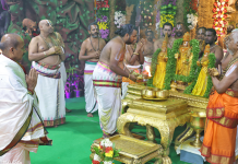 SNAPANA TIRUMANJANAM HELD DURING VASANTOTSAVAMS IN TIRUMALA SNAPANA TIRUMANJANAM HELD