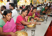 TTD served annaprasadam to nearly 3.20 lakh devotees during the 10-day Vontimitta Brahmotsavams ANNADANAM vontimitta