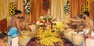 Fragrance of Devotion in Pushpa Yagam – The Divine Ritual Splendor of Sri Kodandarama Swamy at Vontimitta Fragrance of Devotion in Pushpa Yagam